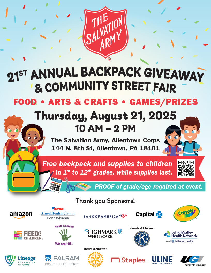 21st Annual Backpack Giveaway & Community Street Fair - Salvation